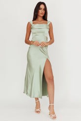 Lucinda Off-Shoulder V-Back Dress Sage